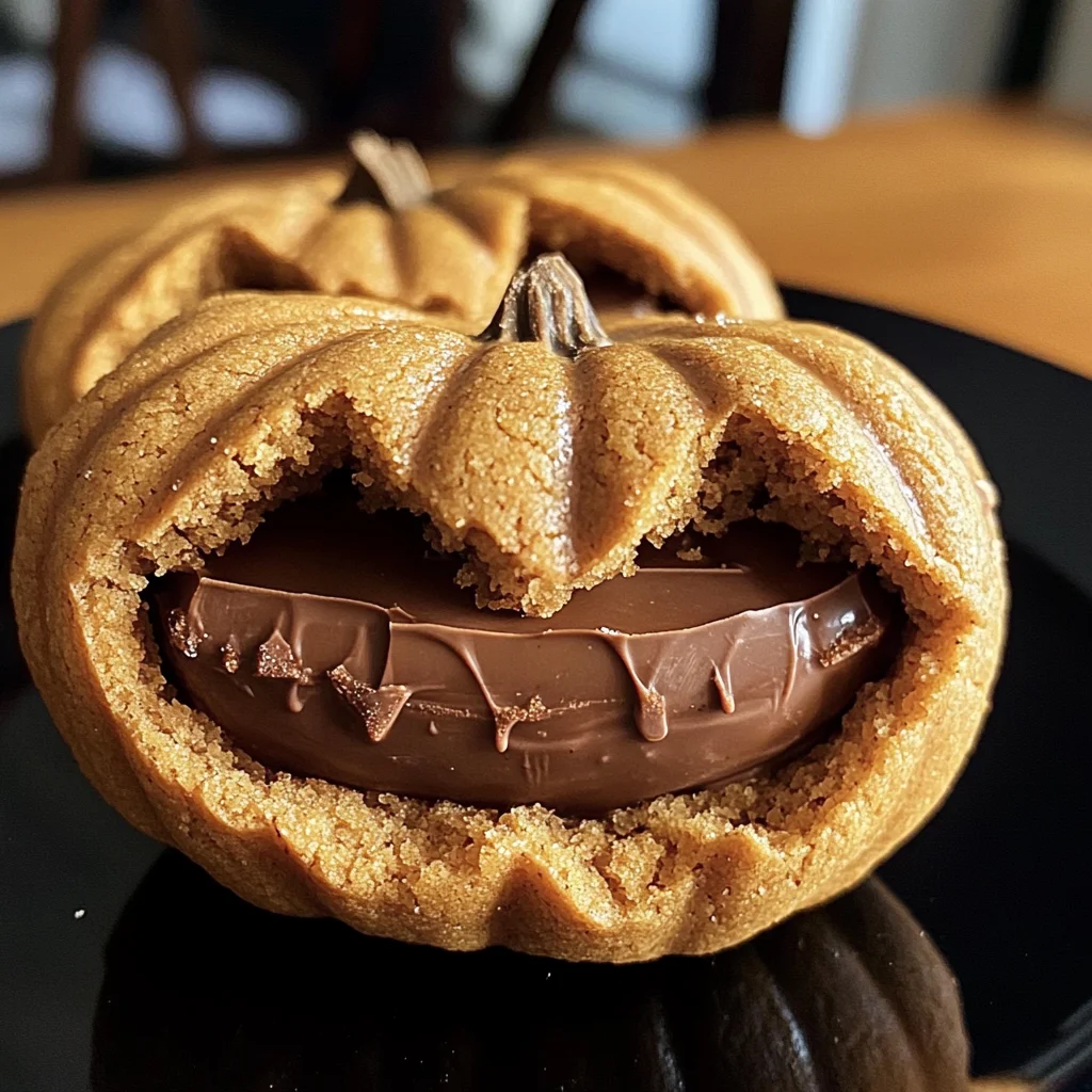 Milk Chocolate Stuffed Jack-O'-Lantern Cookies