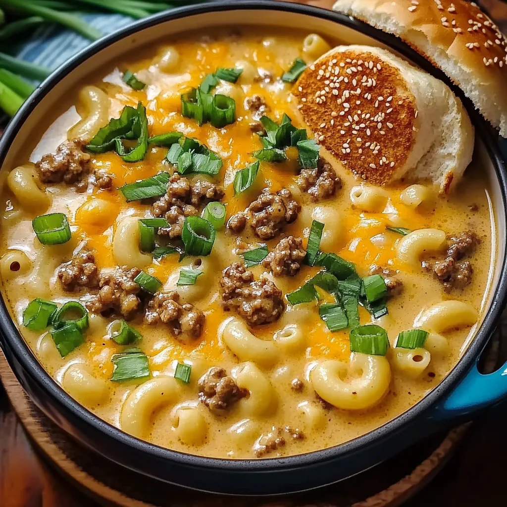 One Pot Macaroni Cheeseburger Soup