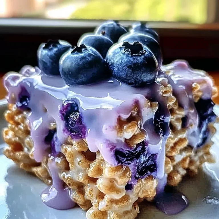 Blueberry Rice Krispies Treats with Vanilla Glaze