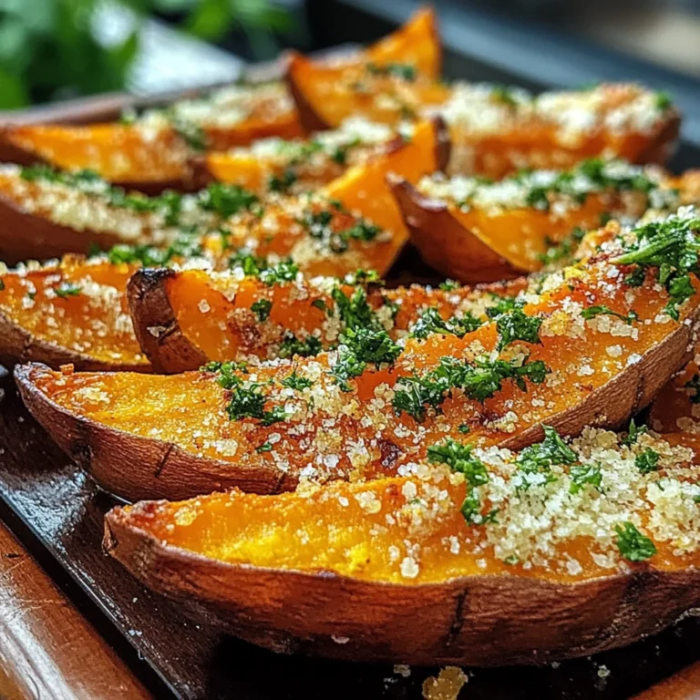 Garlic Parmesan Sweet Potato Wedges