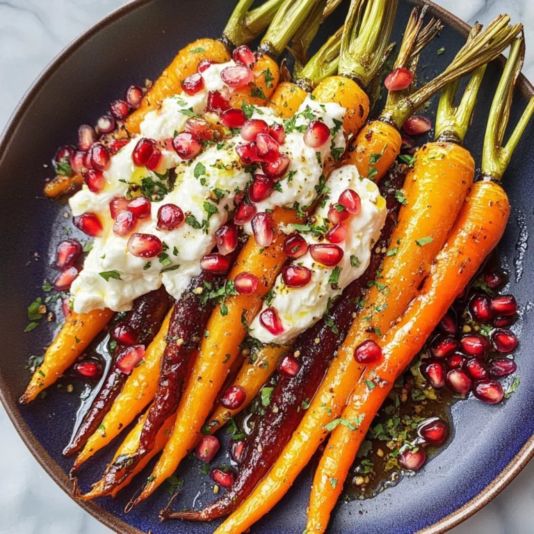 Honey Roasted Rainbow Carrots with Burrata and Pomegranate