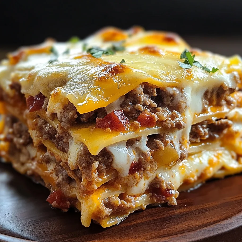 Parmesan Garlic Turkey Bacon Cheeseburger Lasagna Recipe